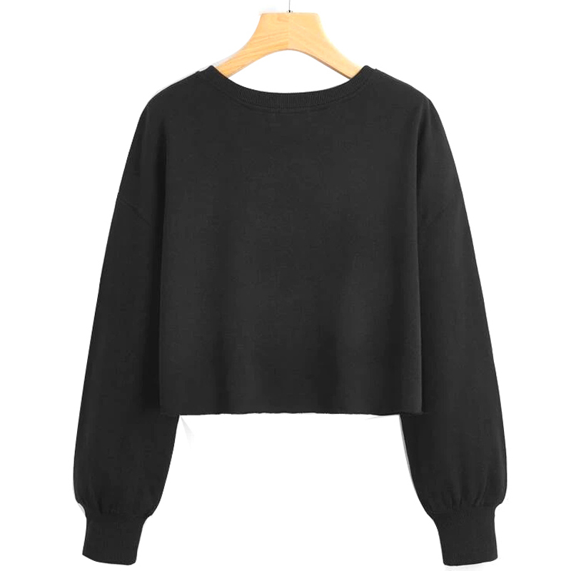 Graphic Print Crop Pullover